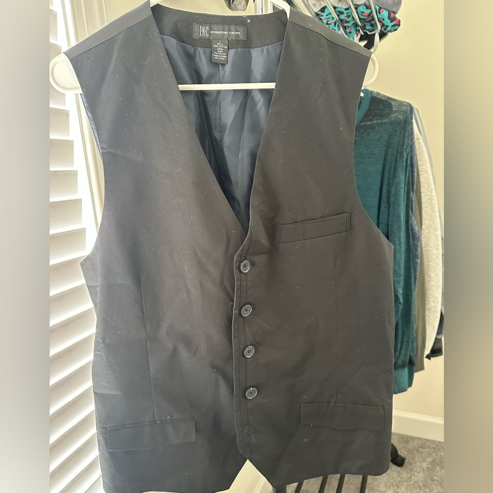 INC Dress Vest - Black, Large